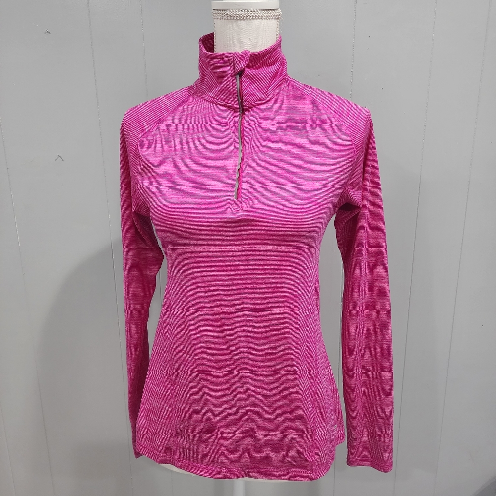 Champion Dou Dry Pink & Gray Striped Athletic Long Sleeve Shirt Women's